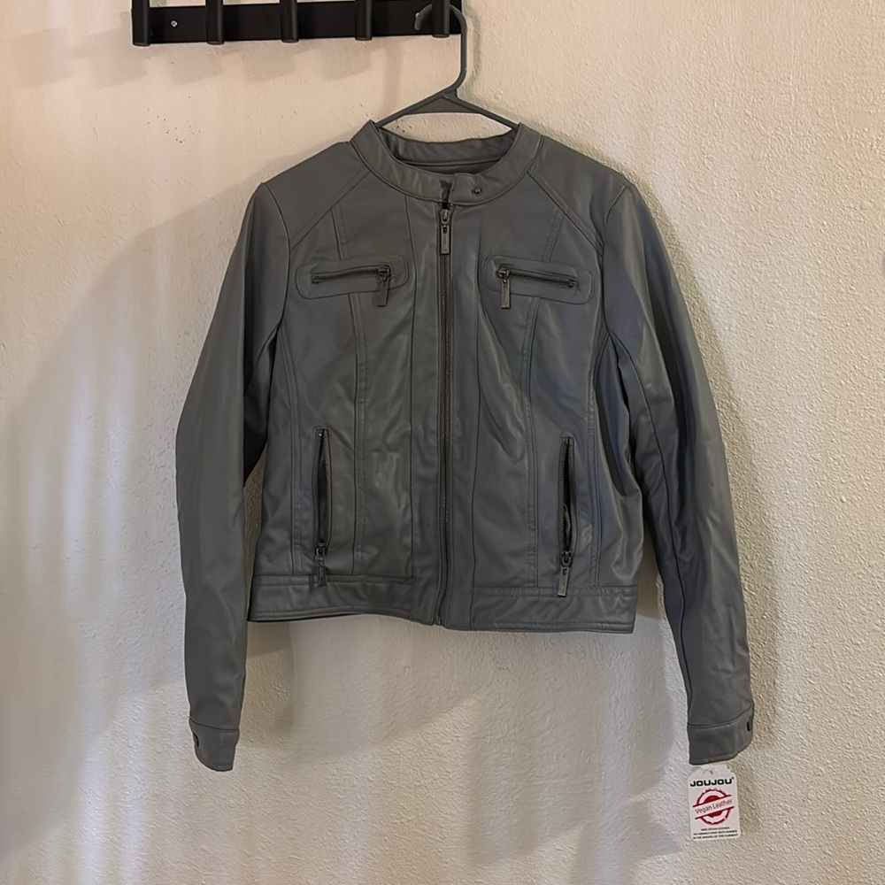 Faux fur-lined moto jacket